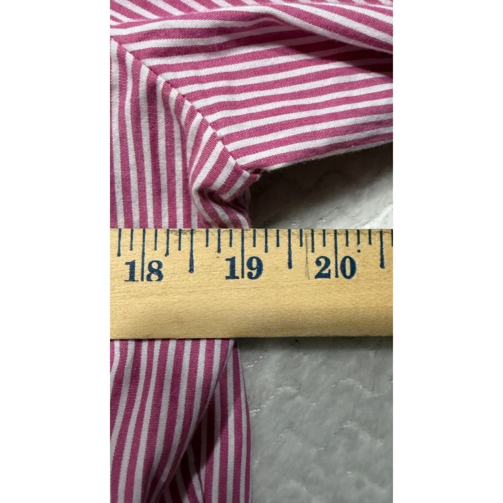 J.Crew Womens Pink White Striped Cotton Babydoll Shirt Dress Size 10 Long Sleeve